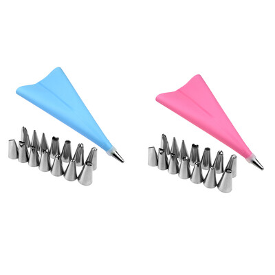 

14 PCSSet Cake Decorating Tips Set Icing Piping Cream Pastry Bag 12 pcs Stainless Steel Nozzle Set DIY Cake Decorating Tools