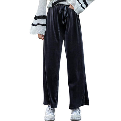 

Casual Velvet Wide Leg Pants Women High Waist Summer Loose Solid Trousers