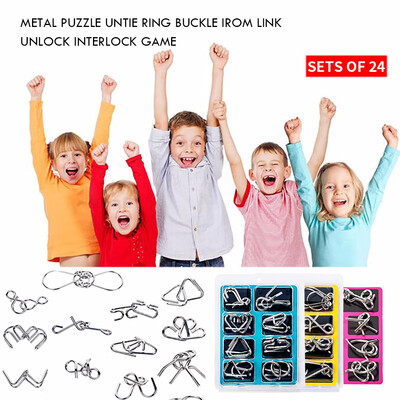 

YIWULAMetal Puzzle Untie Ring Buckle Iron Link Unlock Interlock Game Sets of 24