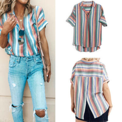 

Fashion Womens Ladies Short Sleeve Loose Blouse Casual Shirt Summer Top T-Shirt