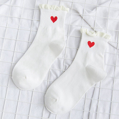 

Kawaii Women Heart Pattern Soft Breathable Ankle-High Cute Casual Cotton Socks