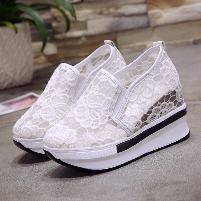 

Single shoe woman increases in summer 100 Han version flat bottom bud screen yarn small white shoes leisure shoes high heel net sh