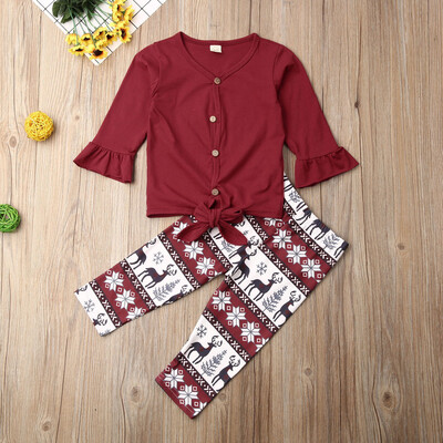 

Toddler Kids Baby Girls Christmas Clothes T-shirt Top Pants Outfits Tracksuit