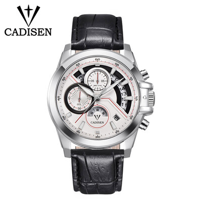 

CADISEN C9016 true three-eye multi-layer face mens watch multi-function steel belt quartz watch 6168