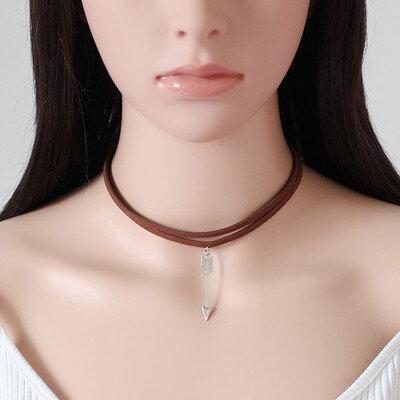 

Europe&The United States Jewelry Cashmere Suede Clavicle Chain Arrow Pendant Necklace