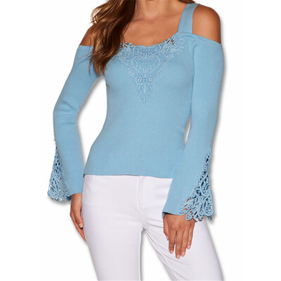 

Starmoon Women Casual Off Shoulder Lace Patchwork T-shirts Blouse Tops