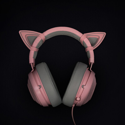 

Razer Kitty Cat Ears Attachable Accessory for Kraken Headsets Headphone Adjustable Straps Super Cute Purple