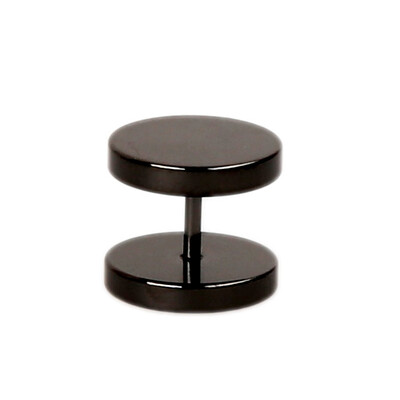 

1Pcs Stainless Steel Black Gothic Barbell Earring Round Plain Men Stud Earring