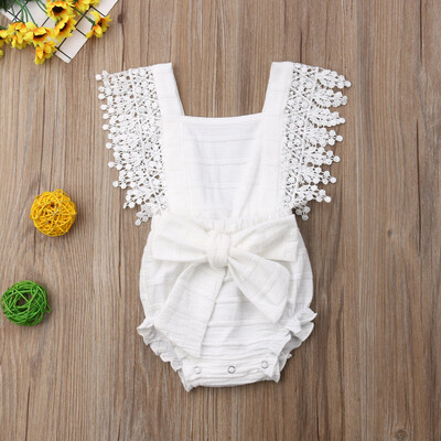 

Newborn Kids Baby Girls Clothes Bow Romper Bodysuit Sunsuit Outfit With Bow