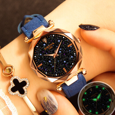 

Womens Watch Female Student Waterproof Fashion Korean Simple Leisure Starry Sky with Quartz Watch