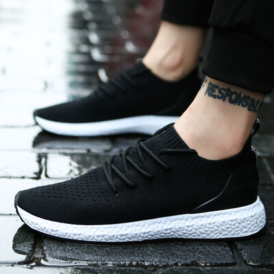 

Large size 2019 new flying woven mens shoes autumn sports wind single shoes Korean version of the trend of breathable casual student shoes