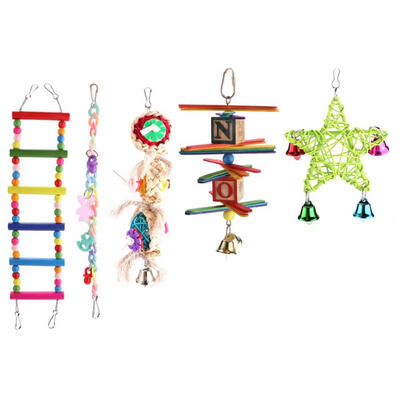

Greensen 5Pcs Parrot Ladder Swinging Climbing Toy Bird Hanging Toys Cage Accessories