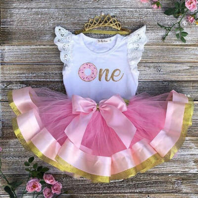 

US Infant Toddler Baby Girl 1st Birthday Outfit Party Romper Dress Tutu Skirts