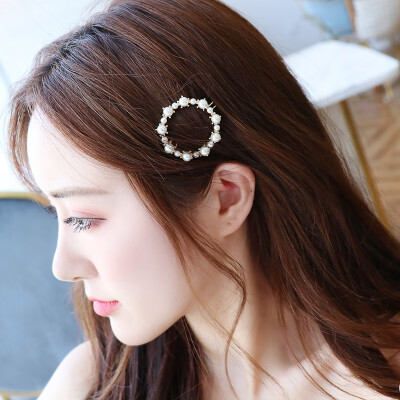 

Simple love circle word clip pentagram star geometry imitation pearl hairpin bangs clip side clip female hairpin