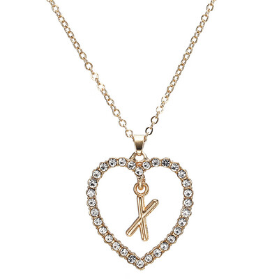 

New Fashion Crystal Initial Personalized Letter Heart Pendent Name Necklace for Women Charm Gold Color Chain Choker Jewelry Gift