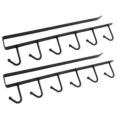 

Siaonvr 2PC Kitchen Storage Rack Cupboard 6 Hooks Under-Cabinet Hanger Rack New