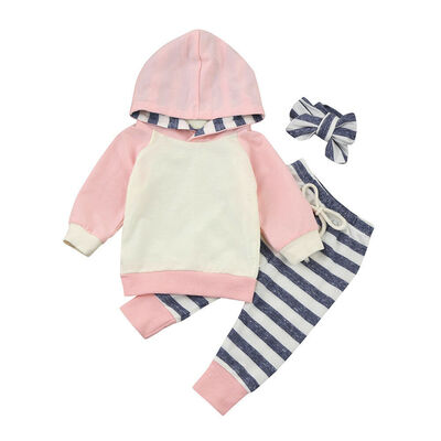 

3pcs Infant Toddler Baby Boy Girl Hooded Tops HoodiePants Outfits Set Clothes