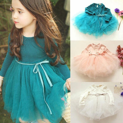 

Baby Girls Kids Princess Bridemaid Dresses Wedding Costume Bowknot Dress
