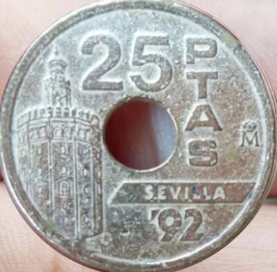 

20mm Sevilla la mancha Spain 25 Ptas used Conditon