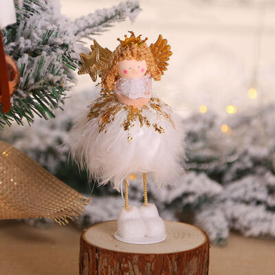 

Christmas Plush Angel Doll Cute White Angel Holiday Ornaments Desktop Window Decoration Christmas Tree Decoration Pendant