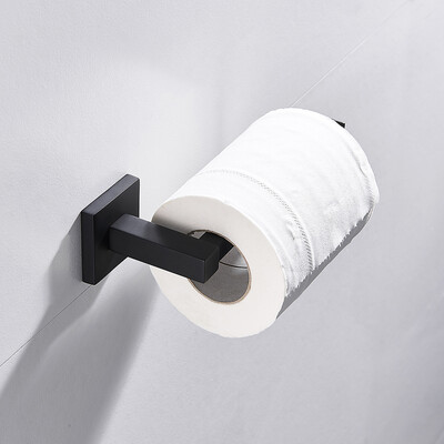 

Bathroom Square Toilet Roll Holder Stainless Steel Matte Black Towel Square Bathroom Accessories Wall Mounted Toilet Roll Holder