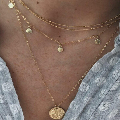 

Fashion Accessories Women\ Three Layers Round Pieces Pendants Necklaces