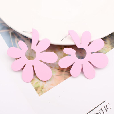 

E1006 Korean Style Cute Metal Flower Earrings For Women Girl Fashion Big Sweet Pendant Earrings Brincos Wedding Party Jewelry