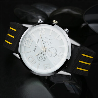 

Gobestart Fashion Trend Outdoor Sports Watch Silicone Strap Three-eye Dial Mens Watch