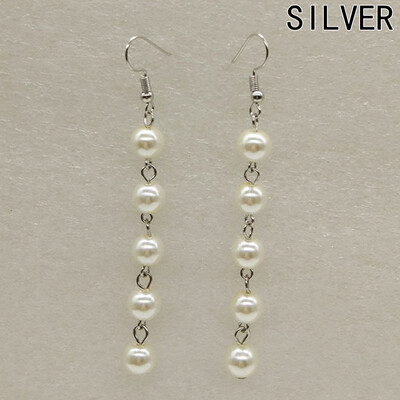 

Women Earrings Beads Yoga Rainbow Round Natural Stone Long Drop Silver Color Earrings Pendientes Mujer Moda