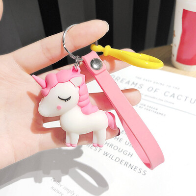 

Fashion Cute Cartoon Unicorn Key Chain Accessory Car Key Ring Soft Silicone Key Ring Charm Ornament Gifts