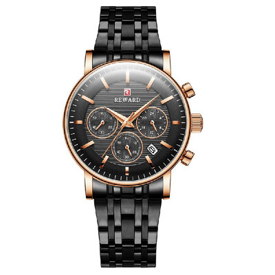 

REWARD RD81006L Quartz Movement Women Watch 3ATM Waterproof Second Minute Chronograph Calendar 24-hours 3 Sub-dials Vintage Wrist