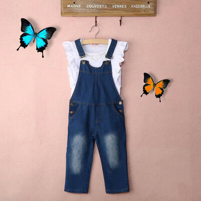 

Kids Girls Denim Jumpsuit Playsuit Dungaree Overalls Vest Outfits Clothes