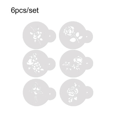 

6pcsset Cake Cookie Stencil Mold Heart Flower Words Fondant Set for Wedding Cake Side Decoration Mould Baking Pastry Spray Tool
