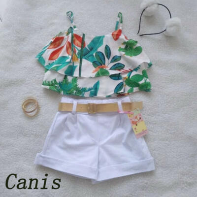 

Toddler Baby Girl Clothes Leaves T-shirt TopsShorts Pants 2PCS Outfits Sunsuit