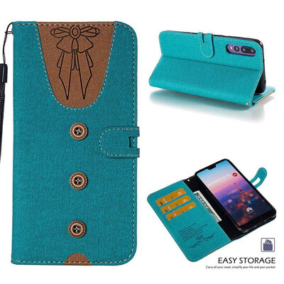 

MOONCASE Huawei P20 Pro stitching embossed womens leather case - green