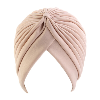 

Women Beanie Muslim Bonnet Indian Pleated Hat Elastic Islamic Chemo Cap Turban