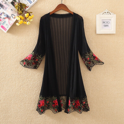

Women Cardigan Coat Jacket Bell Sleeve Casual Sun Protection Baggy Thin Outwear