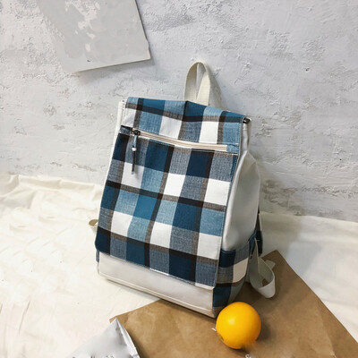 

Canvas Backpack Cute Plaid Backpack Girl Campus Leisure Bag Wild Travel Backpack