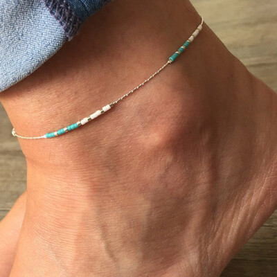 

Bohemian colorful rice beads anklet multicolor holiday gift jewelry small fresh beach holiday wind foot chain