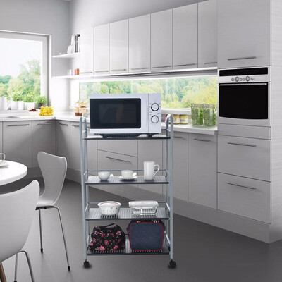 

Siaonvr Kitchenware 4-Shelf Storage Rack Microwave Oven Holder Wheeled Trolley