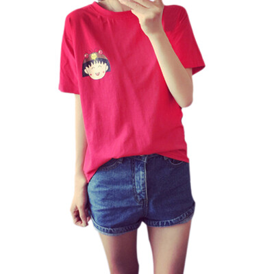 

Women Girls Casual Short Sleeve Cartoon Pattern T-shirt Loose Big Size Tee-shirt