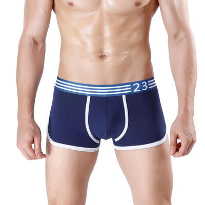 

Mens Comfort Cotton Boxers Fashion Sports Style Underwear With Pouch