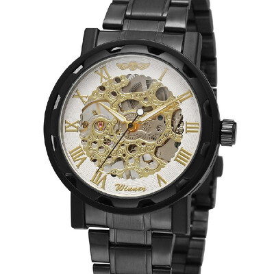 

Winner Fashion Mens Watches Skeleton Noctilucent Mechanical Movement Roman Numerals Waterproof Sports Business Analog Dial Stainl