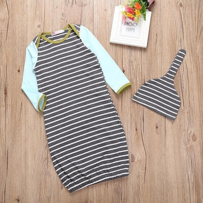 

Cotton Newborn Baby Girls Boy Bodysuit Long Nightgown Sleepwear Gown Hat Outfits