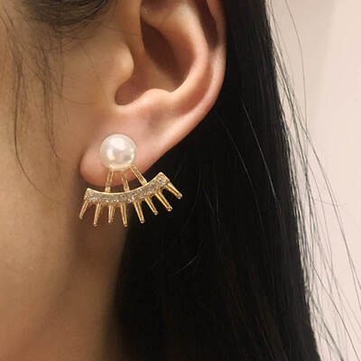 

Simple Crystal Flower drop Earrings For Women fashion Jewelry Double Sided Gold Silver earrings gift for party weddings