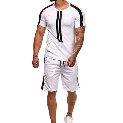 

2pcs Men Summer Short Tracksuit Sport Suit T-shirt Top Tee Shorts Pants