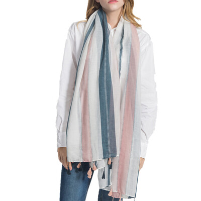 

Women Cotton Linen Flax Fringe Large Shawl Scarf