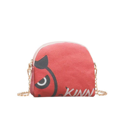 

Cartoon Print Shoulder Handbags Women Canvas Zipper Chain Crossbody Bags