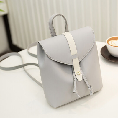 

2019 New Black White Matching PU Leather Womans Backpack Casual Multi-function Cover Type Drawstring Crossbody Shoulder Bag