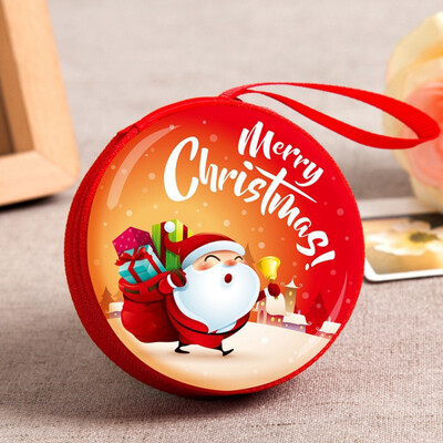 

New Year Santa Claus Mini Storage Bag Money Box For USB Cable Coin Holder As A Christmas Gifts Zipper Lock Travel Organizer